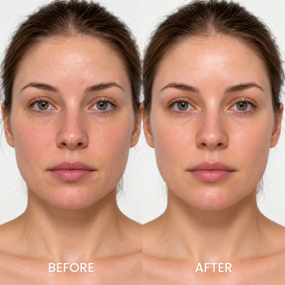 Before and after portrait of a woman using Medicode 345 Relief Cream