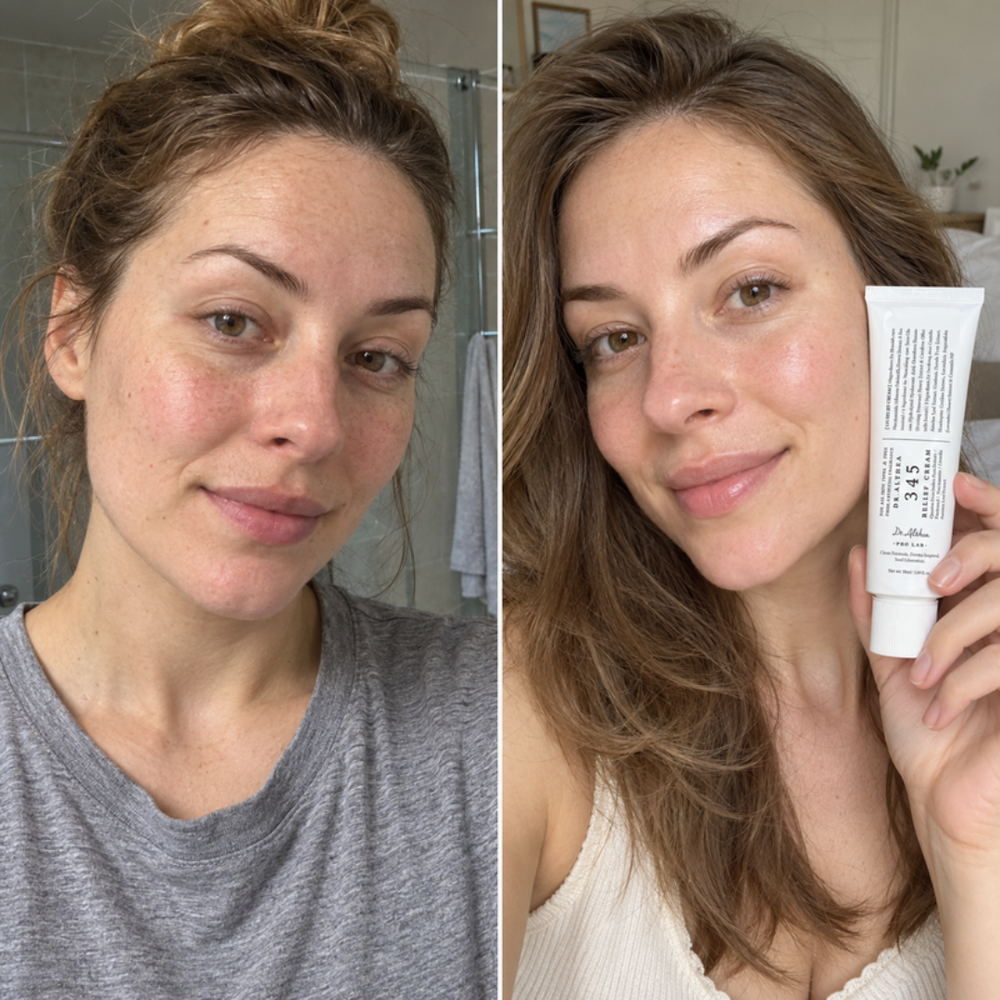 Korean gel moisturizer for sensitive skin, look of skin before and after one use