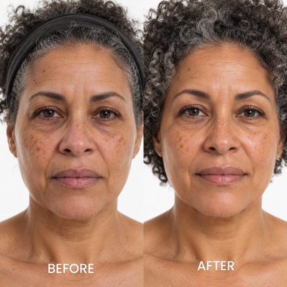Before and after portrait of a woman using Biodance Bio-Collagen Real Deep Mask