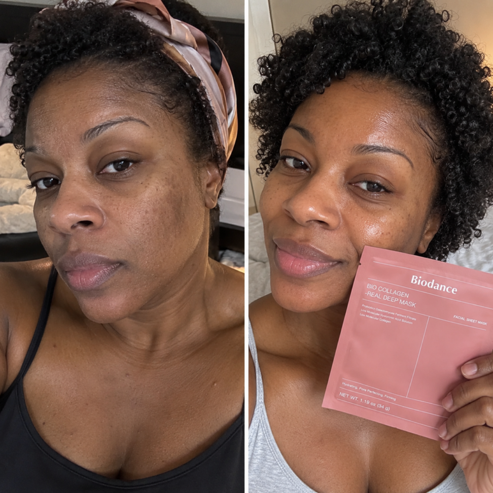 Biodance overnight hydrogel mask on face at night