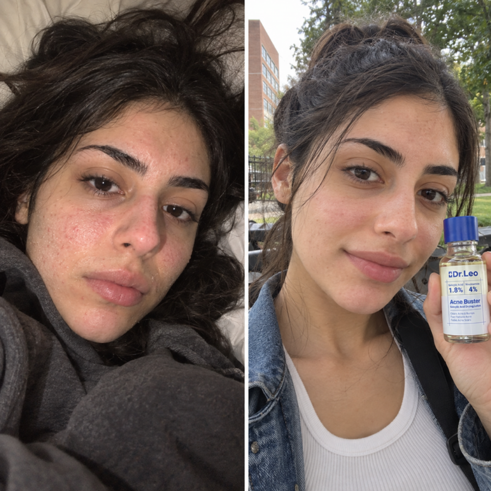 Dr.Leo drying lotion, the look of one spot before and the next morning