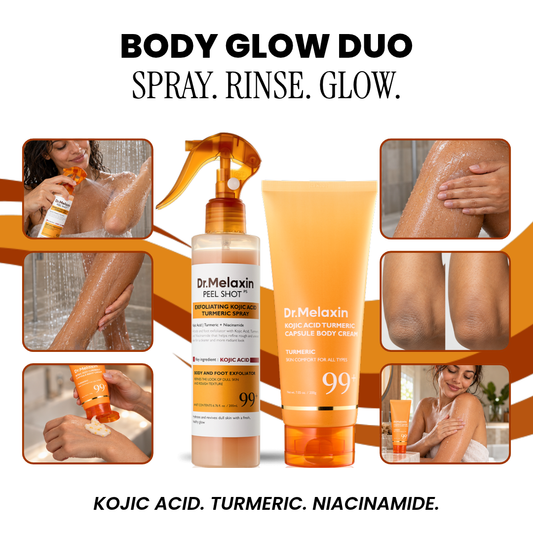 Dr.Melaxin Official Kojic Acid Turmeric Body Glow Duo with its key ingredients