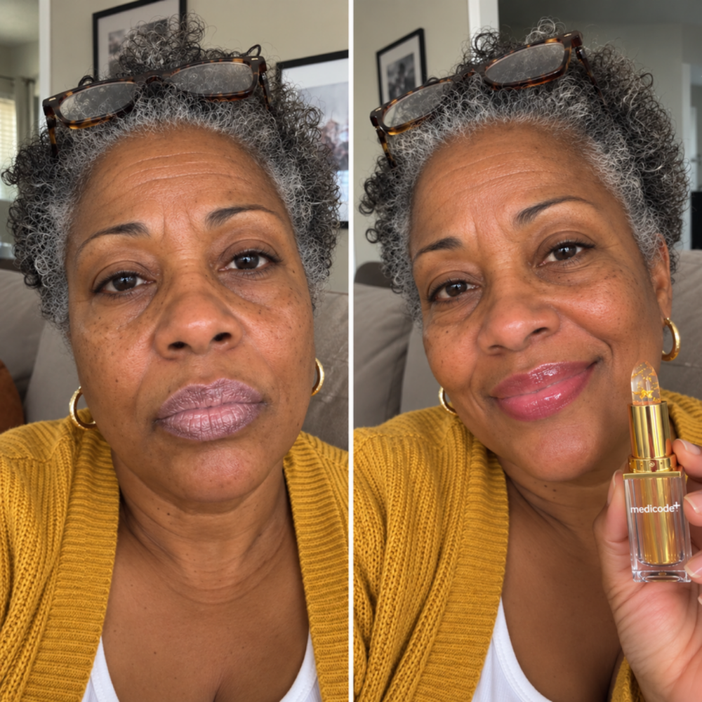 clear tinted lip balm turning pink on mature lips after one swipe