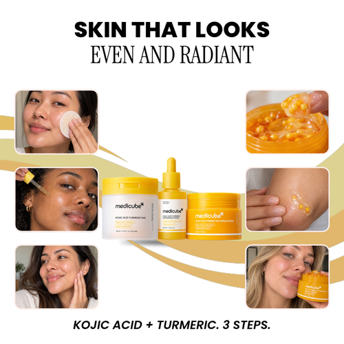 Medicube Kojic Acid Turmeric 3-step set with application photos