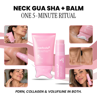 Medicube PDRN Collagen Gua Sha Neck Cream and Volume Multi Balm set