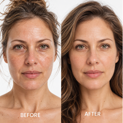 Before and after portrait of a woman using Medicube Zero Foam Cleanser