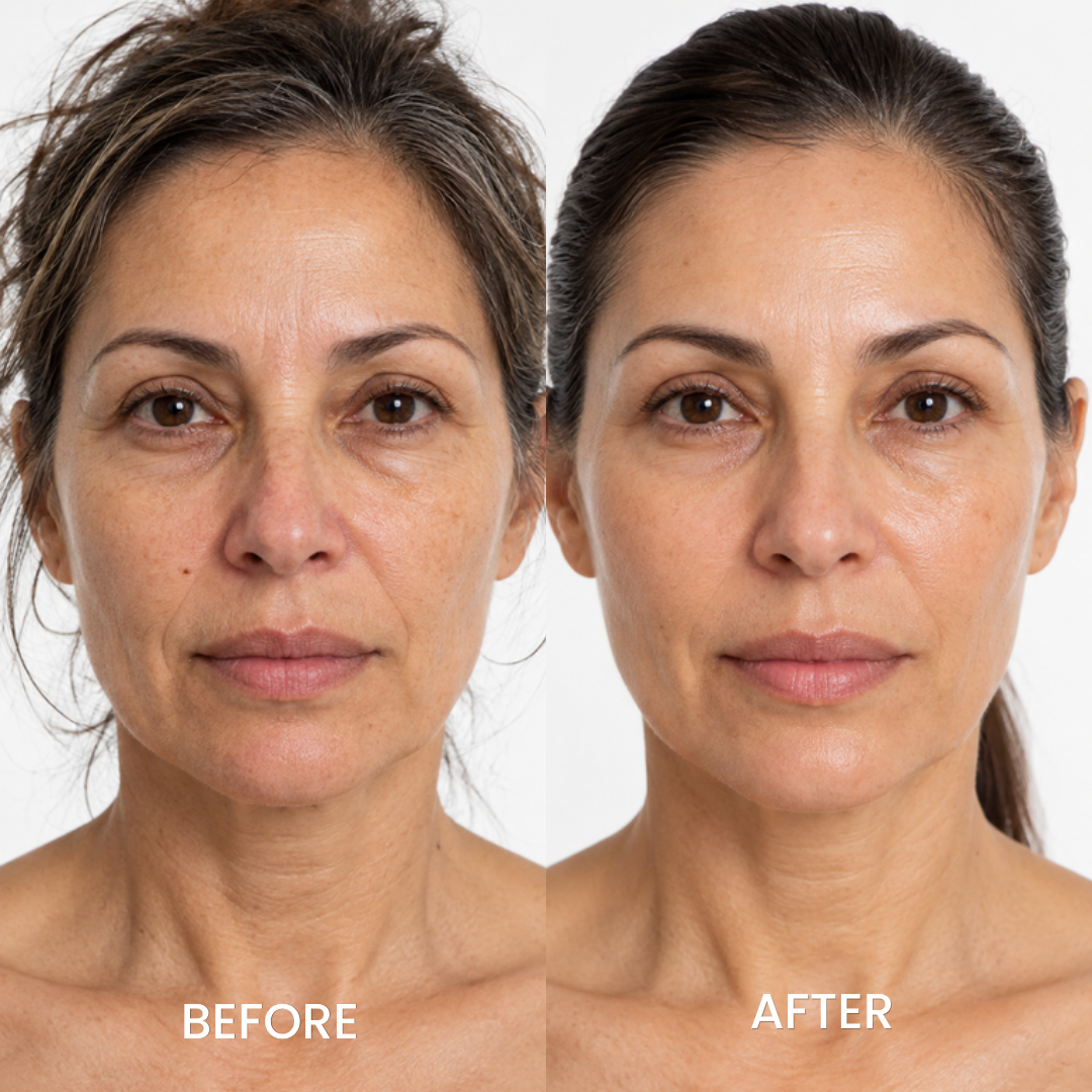 Before and after comparison photo of skin using Sungboon Editor Silk Peptide EGF toner